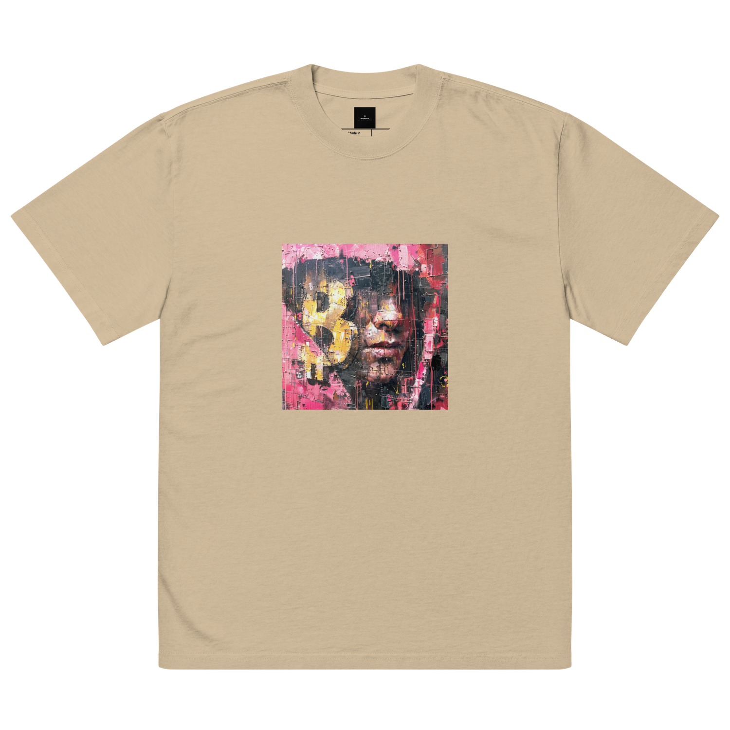 Oversized faded t-shirt &quot;Bitcoin Street Art: Oversized Faded T-Shirt&quot;