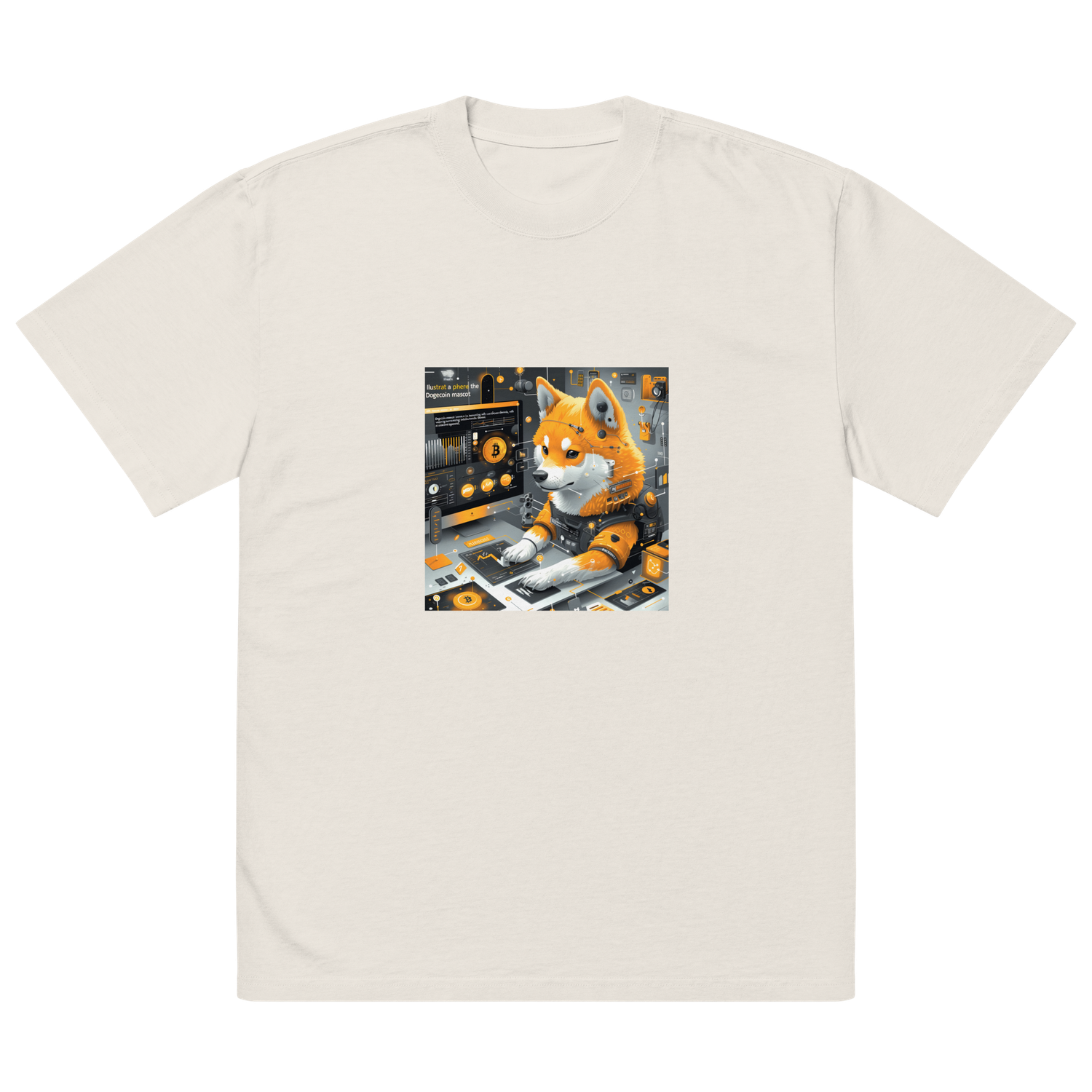 Oversized faded t-shirt &quot;Doge&#39;s Playground: Oversized Faded T-Shirt with Blockchain Fantasy by BlockWear&quot;