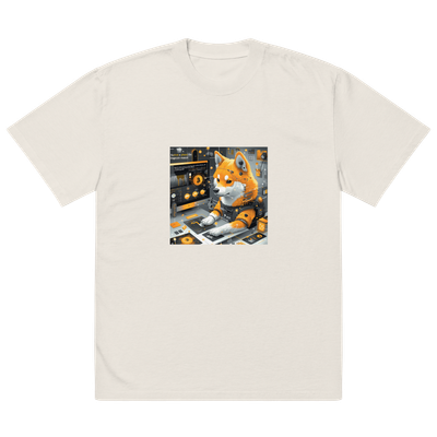 Oversized faded t-shirt &quot;Doge&#39;s Playground: Oversized Faded T-Shirt with Blockchain Fantasy by BlockWear&quot;