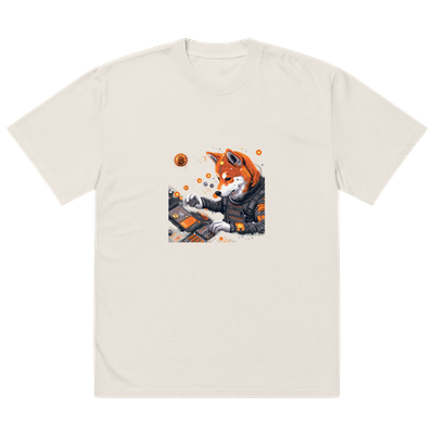Oversized faded t-shirt&quot;Doge&#39;s Playground: Oversized Faded T-Shirt with Blockchain Playfulness by BlockWear&quot;