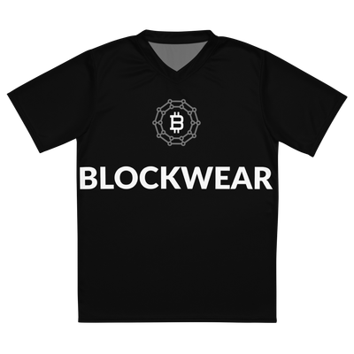 Recycled unisex sports jersey &quot;BlockWear Fusion: Recycled Unisex Sports Jersey with Front and Back Design&quot;