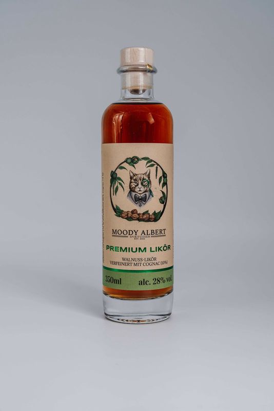 MOODY ALBERT PREMIUM LIKÖR - Walnuss verfeinert mit Cognac (10%) | 350ml MOODY ALBERT PREMIUM LIKÖR - Walnuss verfeinert mit Cognac (10%) | 350ml