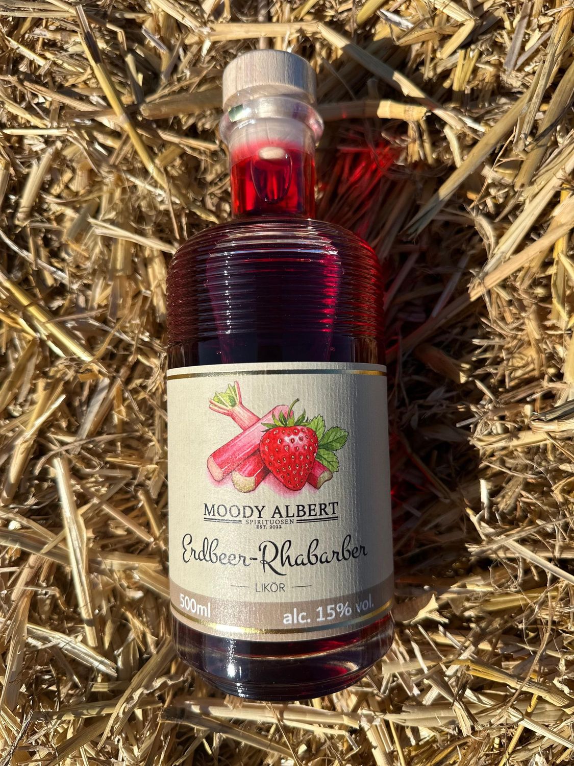 MOODY ALBERT Sommerlikör - Erdbeer-Rhabarber - 500ml