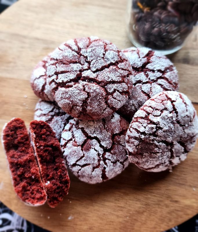 Red Velvet Crinkle Cookies