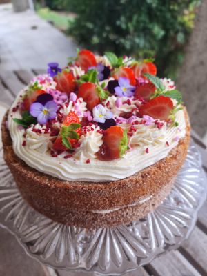 Raspberry Champagne Celebration Cake