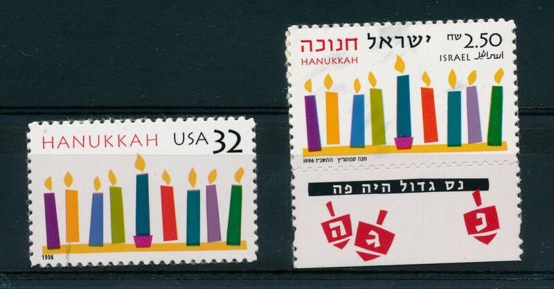 ISRAEL 1996 USA HANUKKAH USA PLATE BLOCK + STAMP JOINT ISSUE WITH ISRAEL MNH SEE SCAN