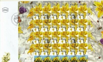 ISRAEL 2002 FLOWERS MY STAMP SHEET FDC