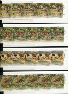 ISRAEL 2005 ANIMALS IN THE BIBLE 4 BOOKLETS W/TAB ROW MNH - SEE 2 SCANS
