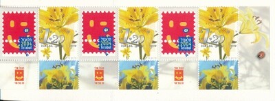 ISRAEL 2002 FLOWERS - LILY BOOKLET WITH TAB ROW MNH - SEE 2 SCAN
