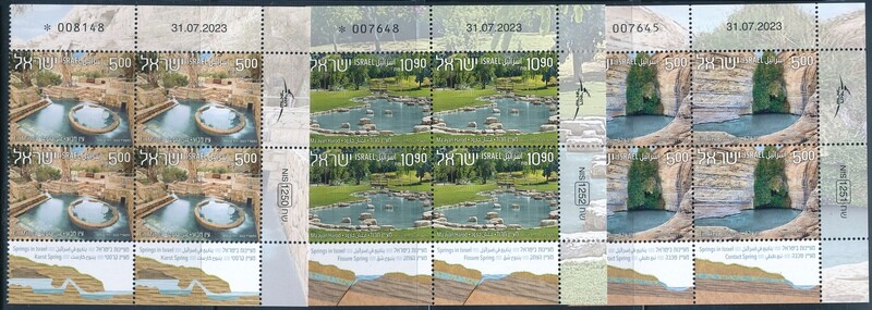 ISRAEL 2023 SPRINGS IN ISRAEL STAMPS PLATE BLOCKS MNH