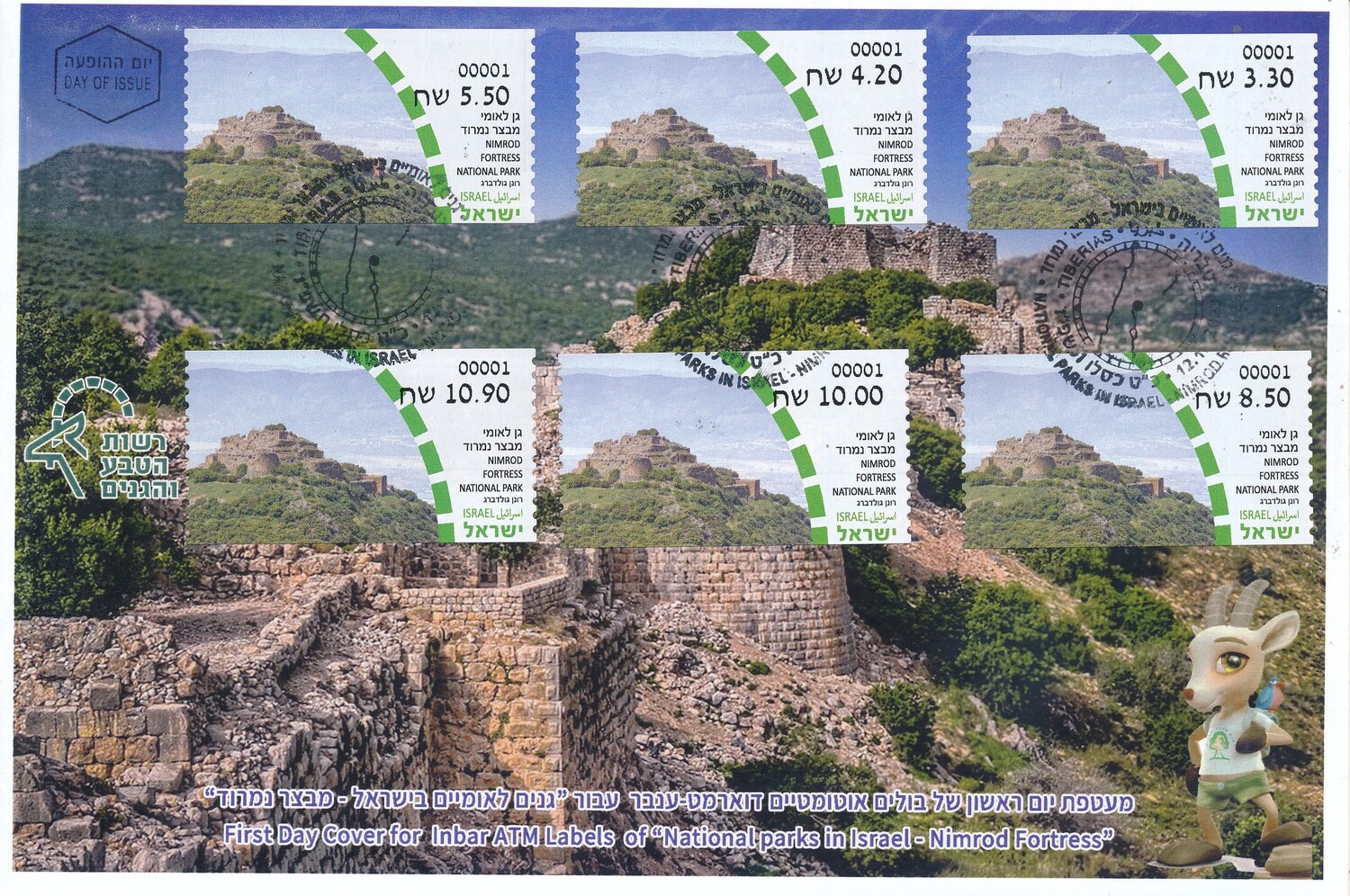 ISRAEL 2023 NATIONAL PARK NIMROD FORTRESS ATM SET MACHINE 001 FDC