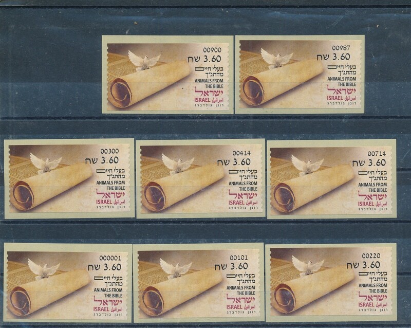 ISRAEL 2024 ANIMALS FROM THE BIBLE ATM LABEL  ALL 8 MACHINES MNH