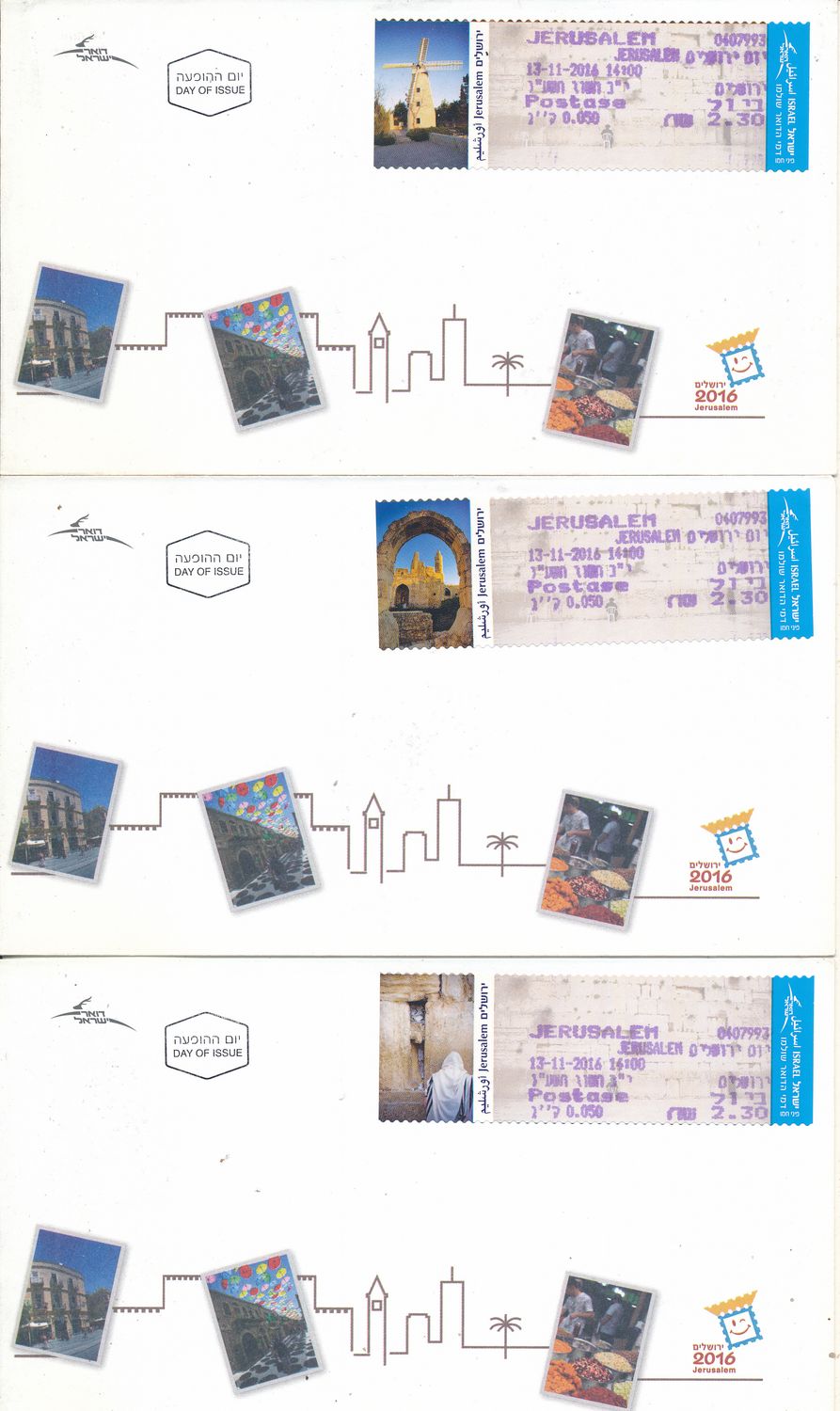 ISRAEL 2016 JERUSALEM EXHIBIT MAOR CHINA DAY LABELS  FDC&quot;s 2 SCANS