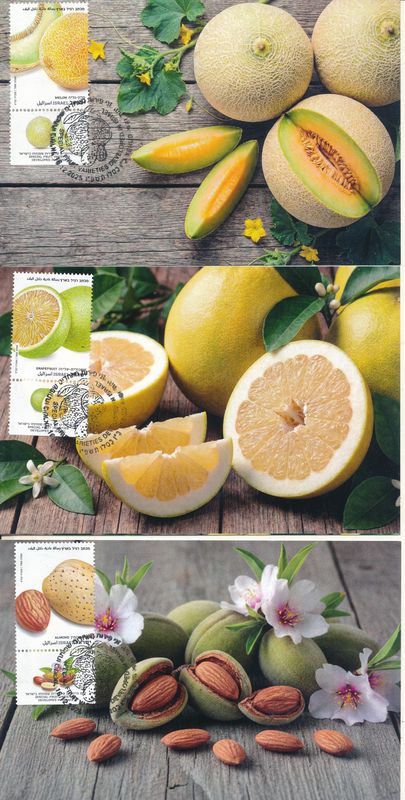 ISRAEL 2025 NEW FRUIT VARIETIES DEVELOPED IN ISRAEL STAMPS SET OF 5 MAXIMUM CARDS SEE 2 SCANS