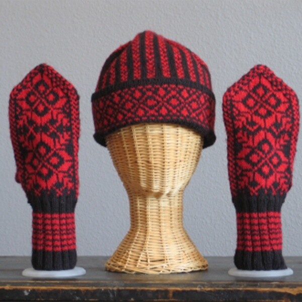 Snowflake Hat or Mittens kit, Snowflake Hat or Mittens, hat kit, mittens kit, knit hat kit, knit mittens kit, knit hat, Rauma Garn yarn, Strikkegarn, Norwegian Wool