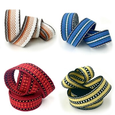 band weaving bands, inkle weaving bands, Tufted Titmouse, Indigo Bunting, Cardinal, American Goldfinch