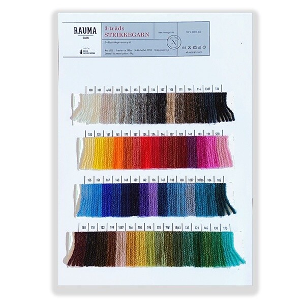 Rauma Garn  3 tr. Strikkegarn Color Card