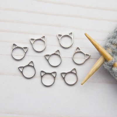 Fox &amp; Pine Silver Cat Stitch Markers