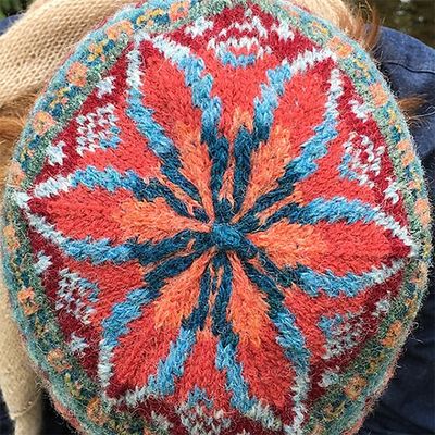 Painting with Shetland Yarn yarn pack, Diamond Rose Hat pattern crown