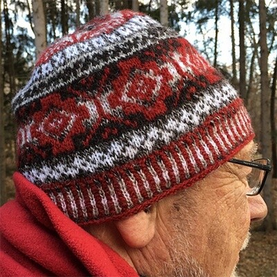 North Woods Cap kit, North Woods Cap, hat kit, cap kit, knit hat kit, knit hat, Fair Isle hat kit, Fair Isle hat, colorful hat, Jamieson's of Shetland Spindrift, Spindrift, Shetland Wool