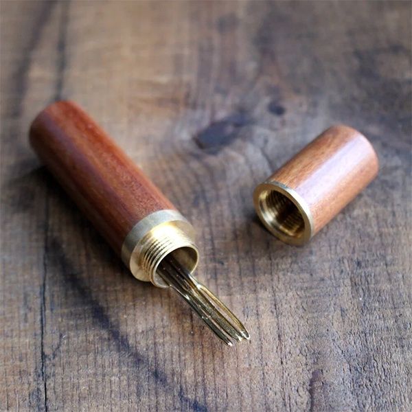 Tapestry Wooden Needle Case with Needles