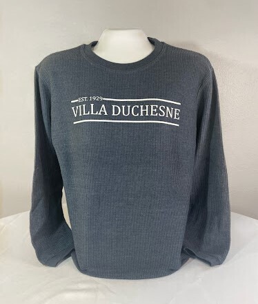 Navy Ribbed Long Sleeve Crew with Villa Duchesne est. 1929