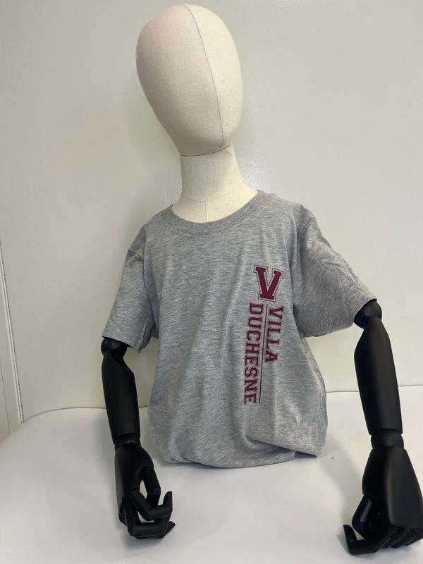 Youth Gray Tee w/ Vertical Villa Duchesne