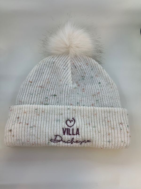 Cream Speckled Pom Pom Beanie