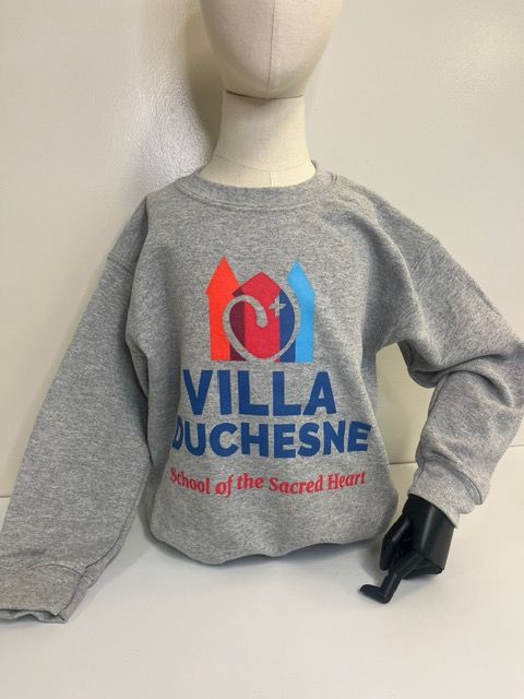 Youth Gray Stacked Logo Crewneck