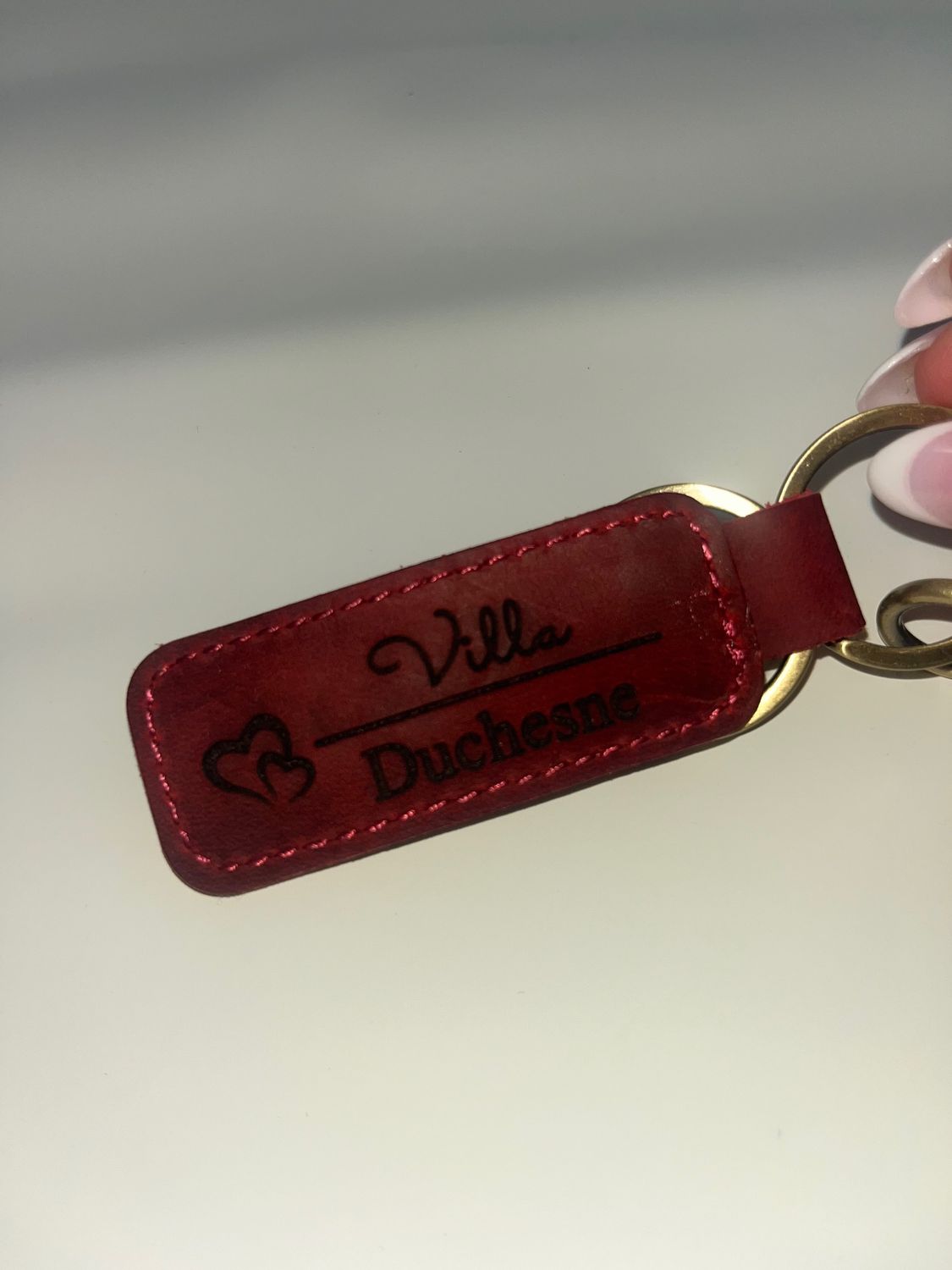 Maroon Leather Keychain