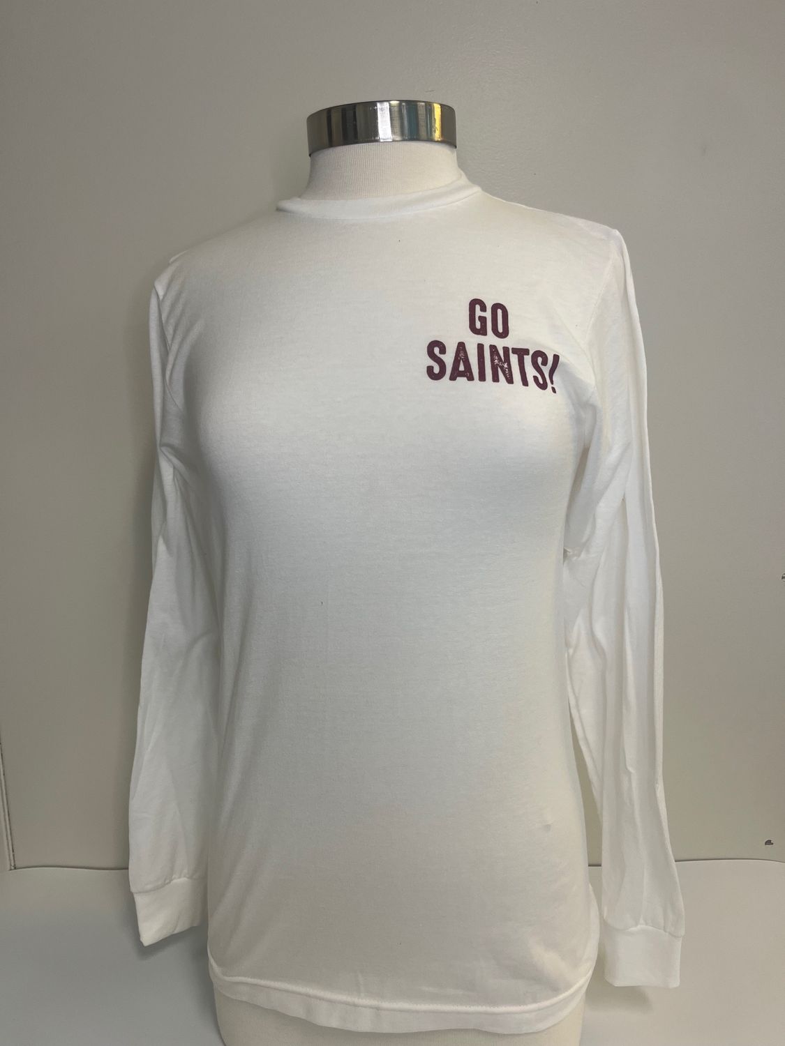 White Go Saints LS Tee