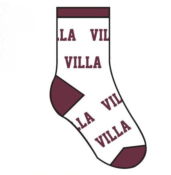 Youth White &amp; Maroon VILLA Crew Socks