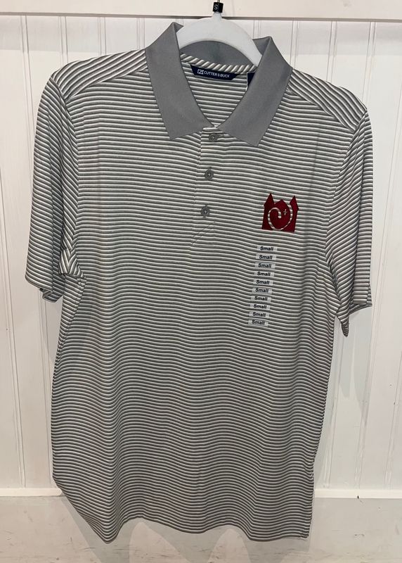 Gray &amp; White Men&#39;s Striped Polo