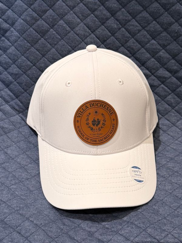 YTH Wht Hat w/ Lthr Seal