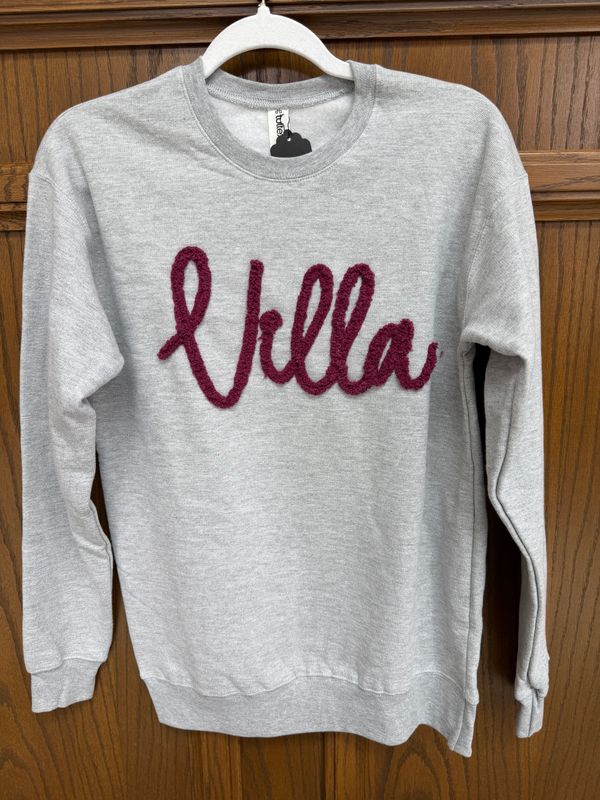 Wht Villa Mrn/Nvy Chenille Crew