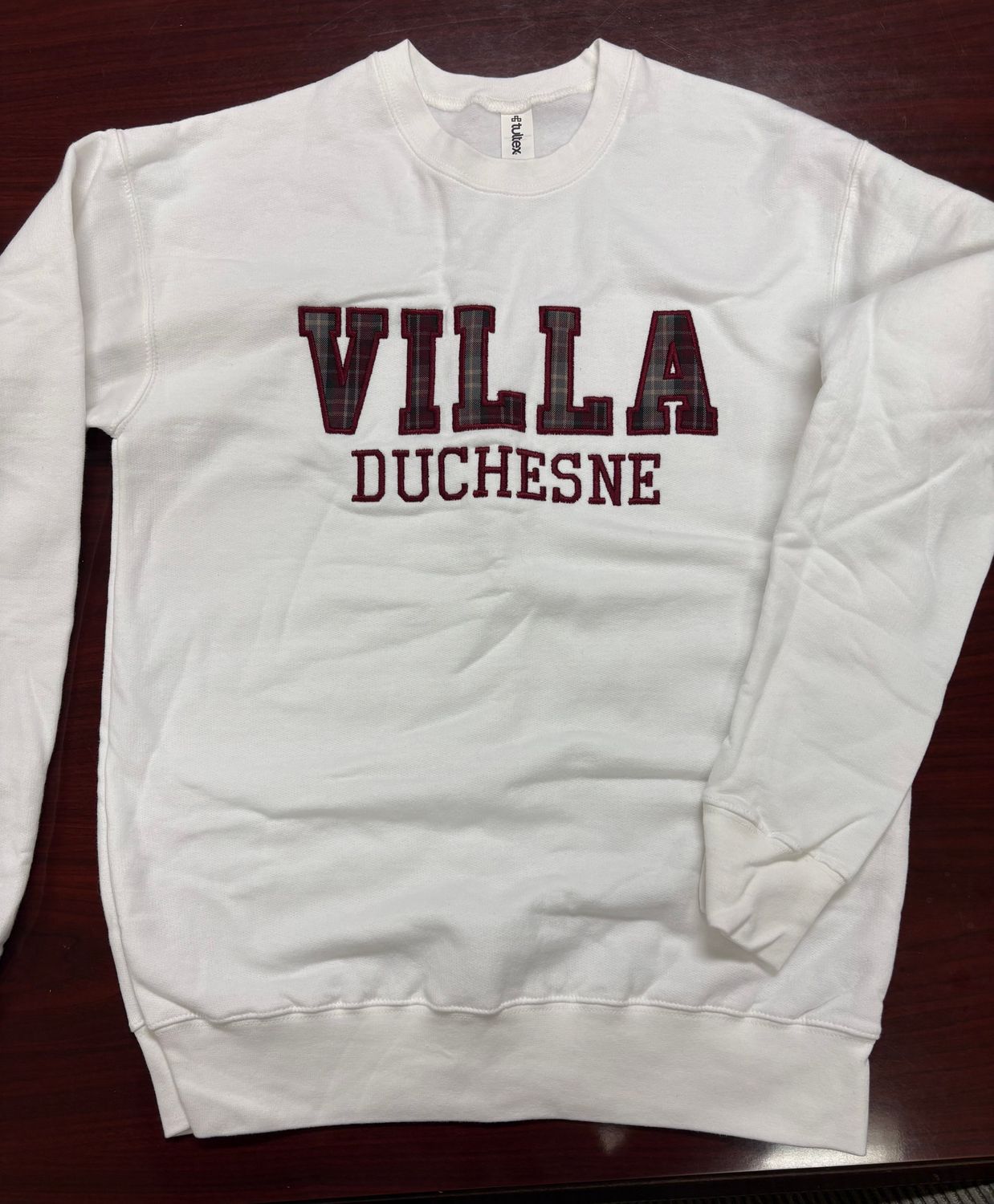 Wht VILLA Plaid Applq Crwnck