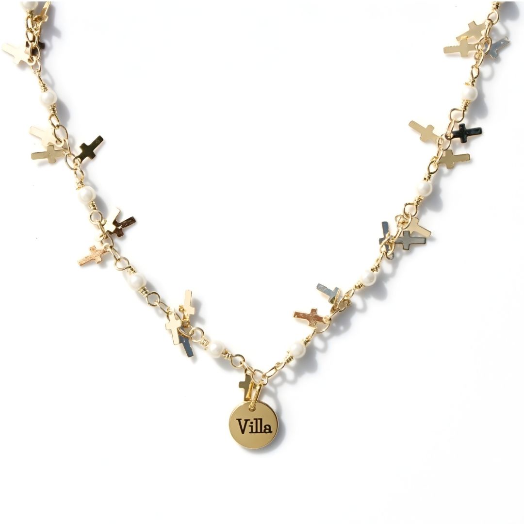 J&amp;A Pearl &amp; Cross Ncklace
