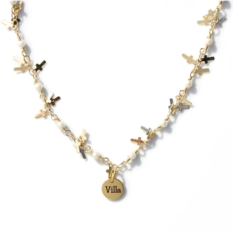 J&amp;A Pearl &amp; Cross Ncklace