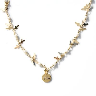 J&amp;A Pearl &amp; Cross Ncklace