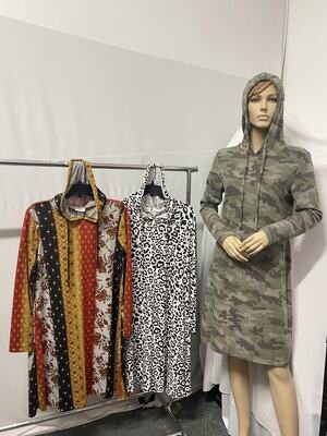 Long Sleeve Hoodie Dress Hacci