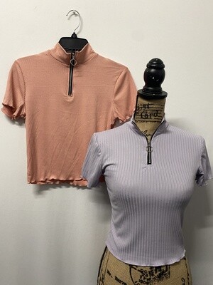 Short Sleeve Front Chest Zipper