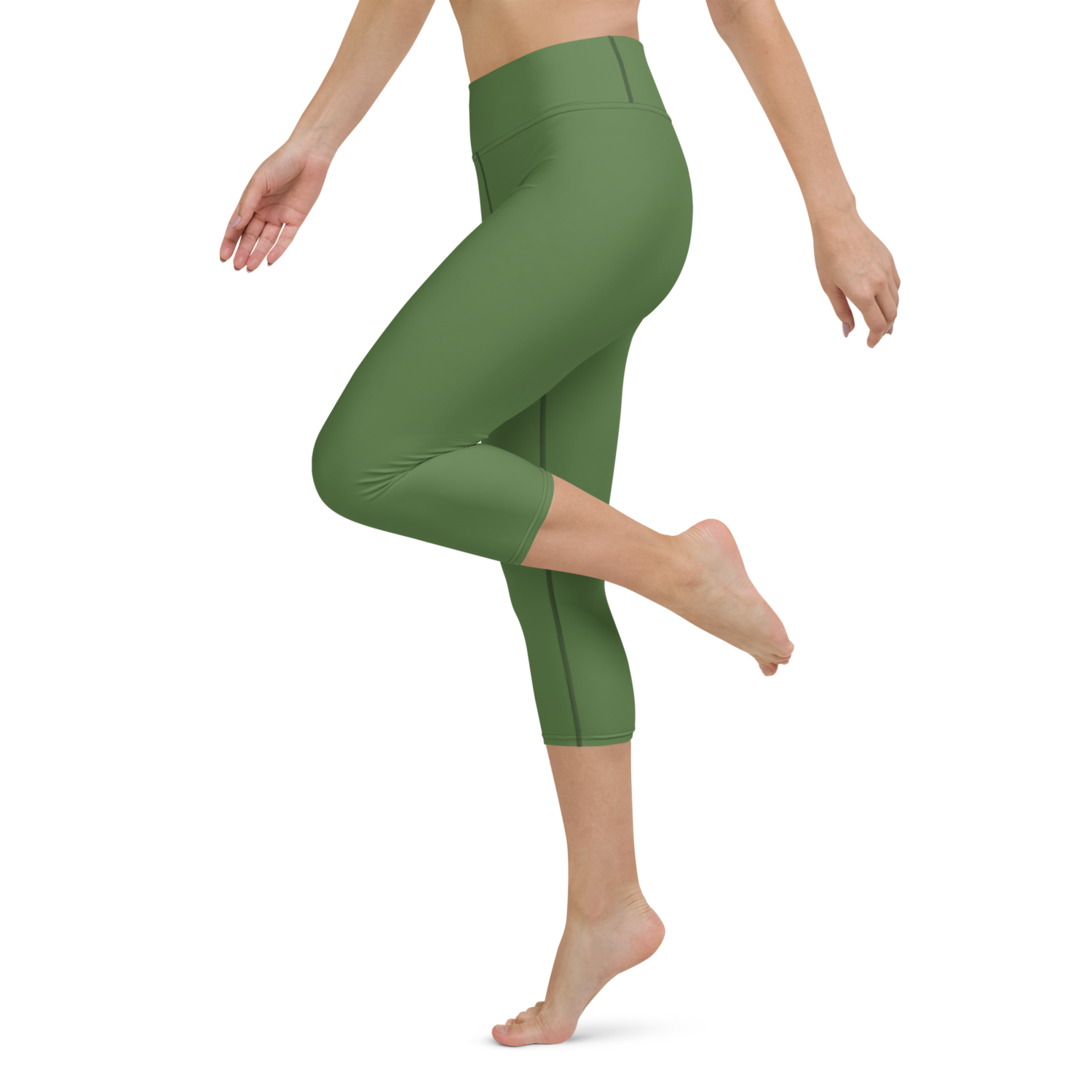 Olive Green Yoga Capri Leggings