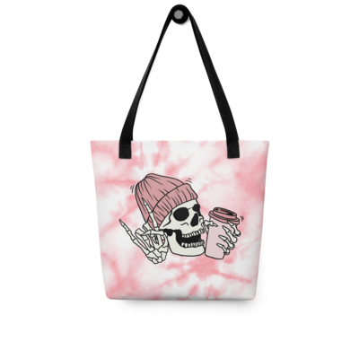 Coffee drinking skull Tote bag