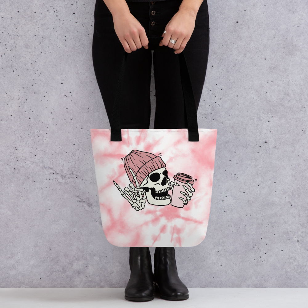 Coffee drinking skull Tote bag