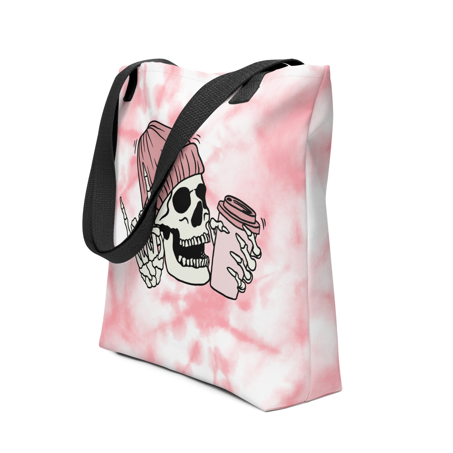 Coffee drinking skull Tote bag