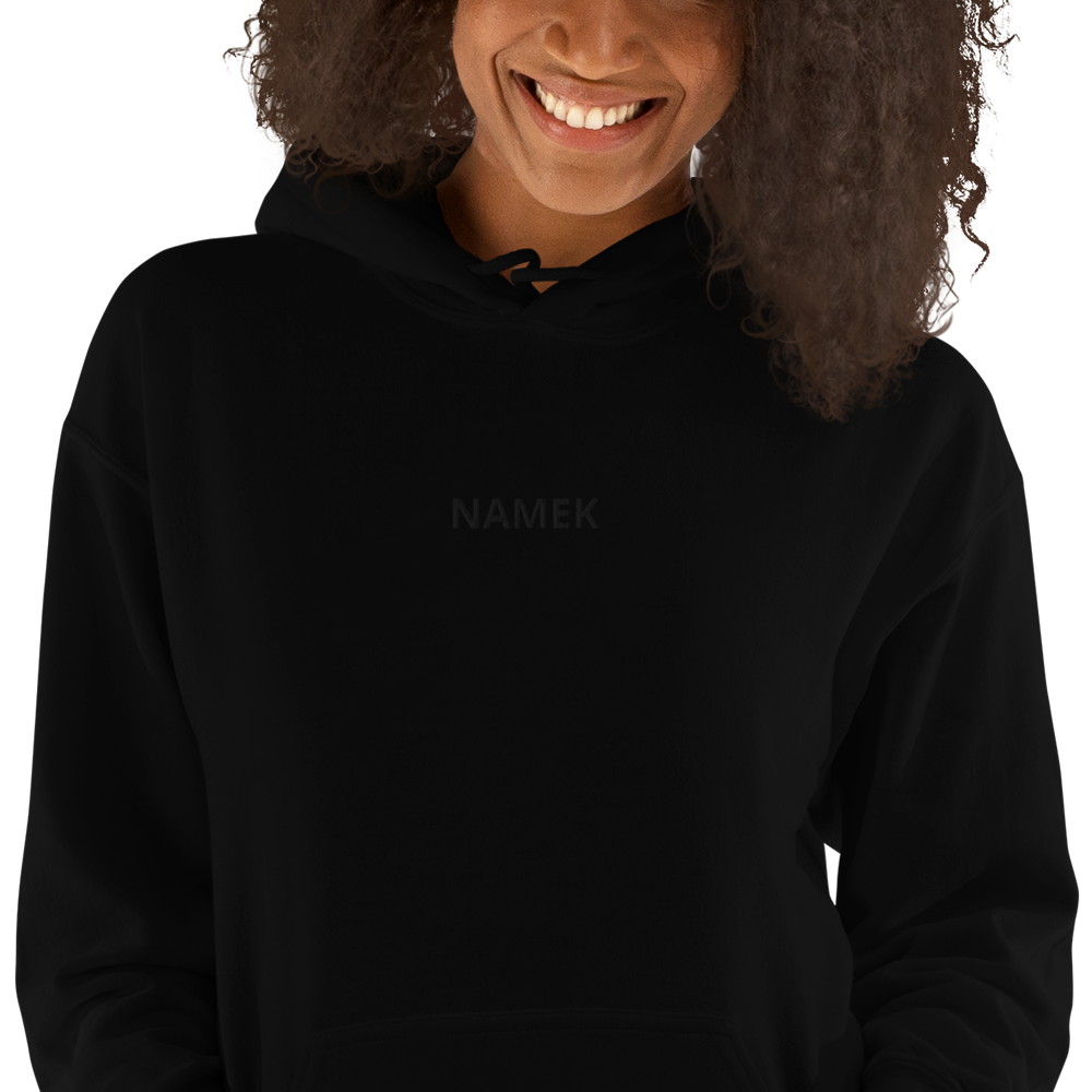 Logo Embroidered Black Unisex Hoodie
