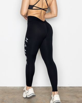 Namek ELEVATED High waisted Butt Lifting V Back Waist Seamless Full Length Legging - Black