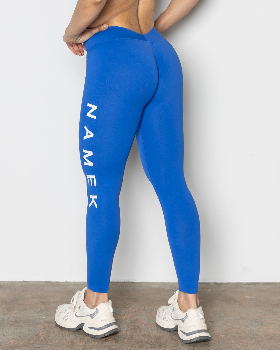 Namek ELEVATED High waisted Butt Lifting V Back Waist Seamless Full Length Legging - BLUE