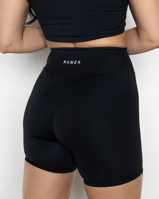 Namek ELEVATED biker shorts for women high waisted 5&quot; - BLACK