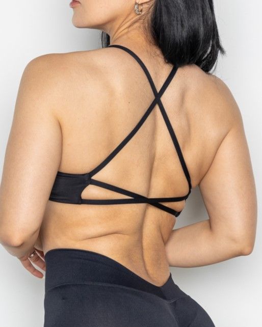 Namek ELEVATED Women&#39;s Workout Sports Bras Fitness Backless Padded Low Impact Bra -BLACK